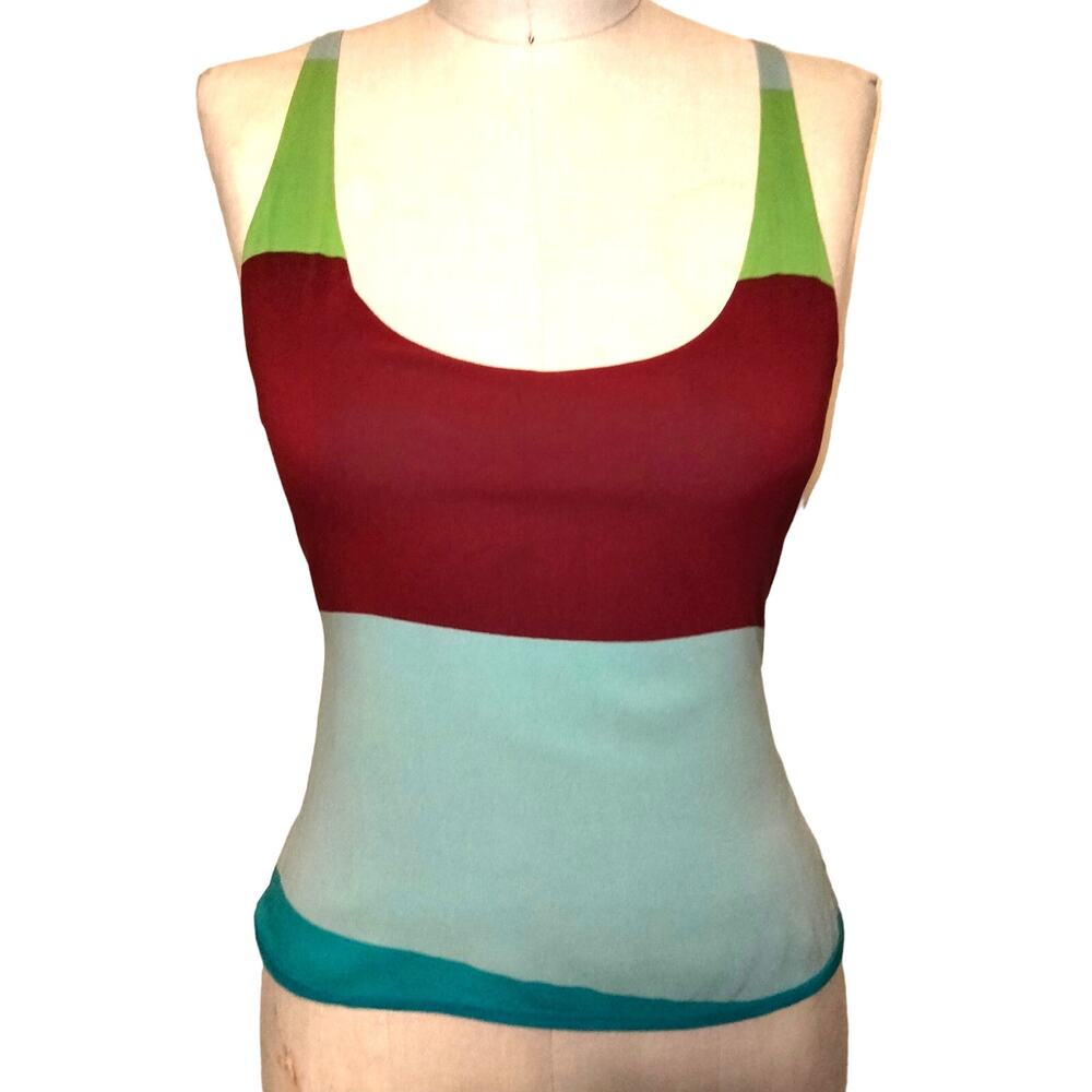 Gianni Versace Vintage 80s Multicolored 100% Silk Tank Top Blouse Shirt (40)  4